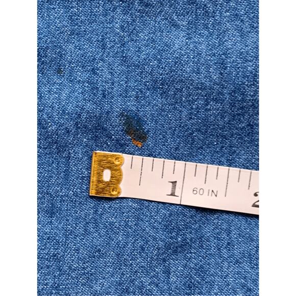 Vintage 90s Blue Denim Sleeveless Midi Dress Scoop Neck Back Zip Sundress Modest - Picture 9 of 10